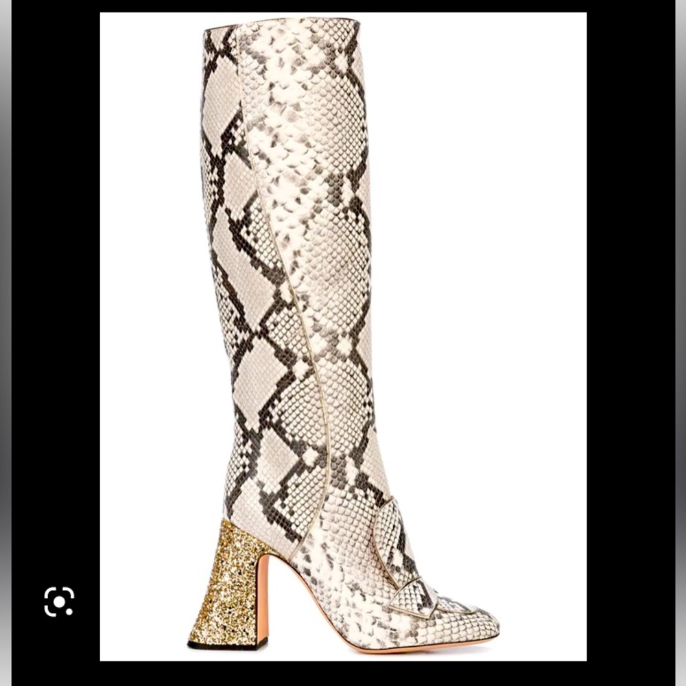 Rochas animal print glitter dress tall boots
